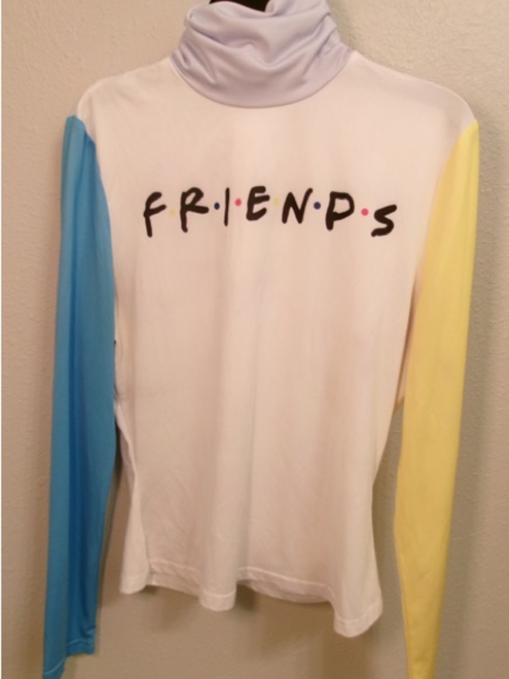 Friends Logo Colorblock Turtleneck Top - White, Blue & Yellow
